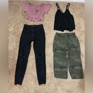 ALL 4pc Bundle Women’s XS 0 Skinny & Cropped Jeans & Tops Sets Outfits